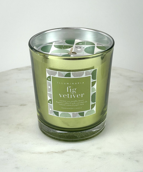 Fig Vetiver Candle -  Floral aroma of a coconut Soy paraffin blend with essential oils.