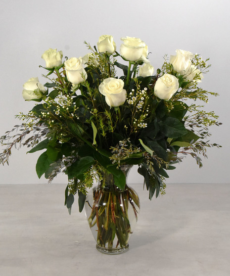Luxury White Roses in Vase