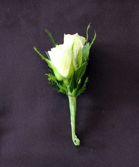 Two White Baby Roses Boutonniere