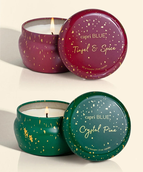 Winter Glimmer Mini Tins - Tinsel & Spice + Crystal Pine 3 oz. 15 Hours burn time