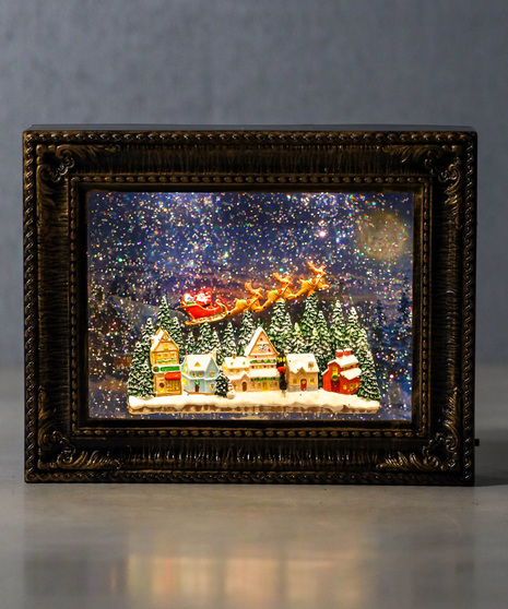 lighted water picture frame with santa