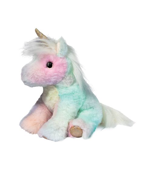Modest-sized plush stuffie to select like a green dino, gray hippo, white unicorn, orange cat