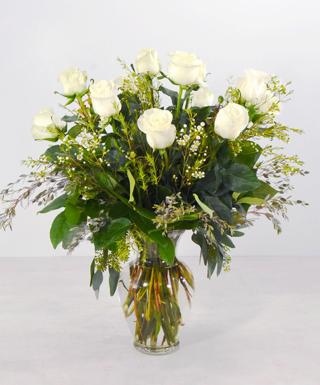 Dozen White Roses - San Mateo, CA Florist - Ah Sam Floral Co.