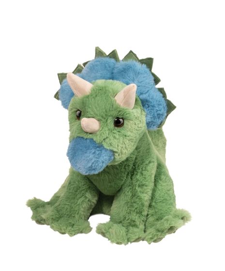 Modest-sized plush stuffie to select like a green dino, gray hippo, white unicorn, orange cat