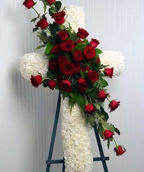 Premium Floral Funeral Cross for Memorial or Service