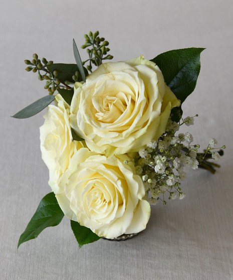 six classic red roses in a vase