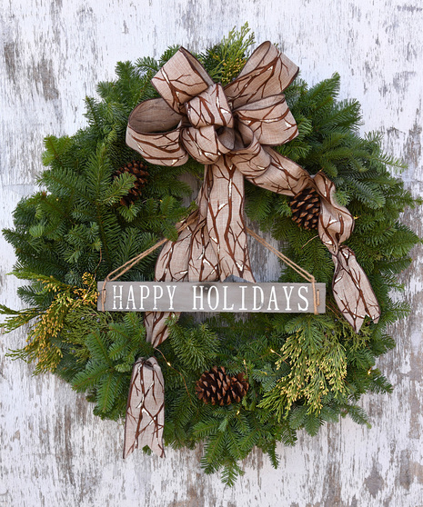 Happy Holidays Fresh Wreath