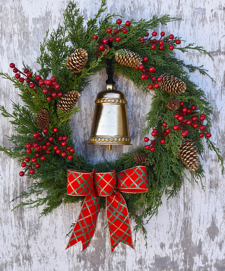 Jingle Bell Wreath - Available in Fresh and Faux