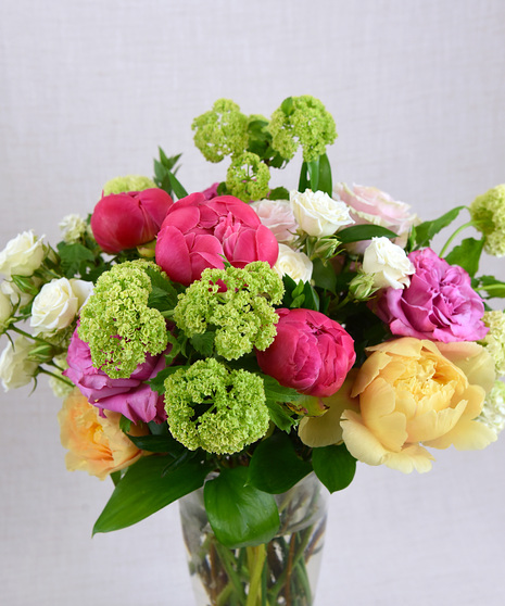 Close view of the Peony and Rose Bouquet.